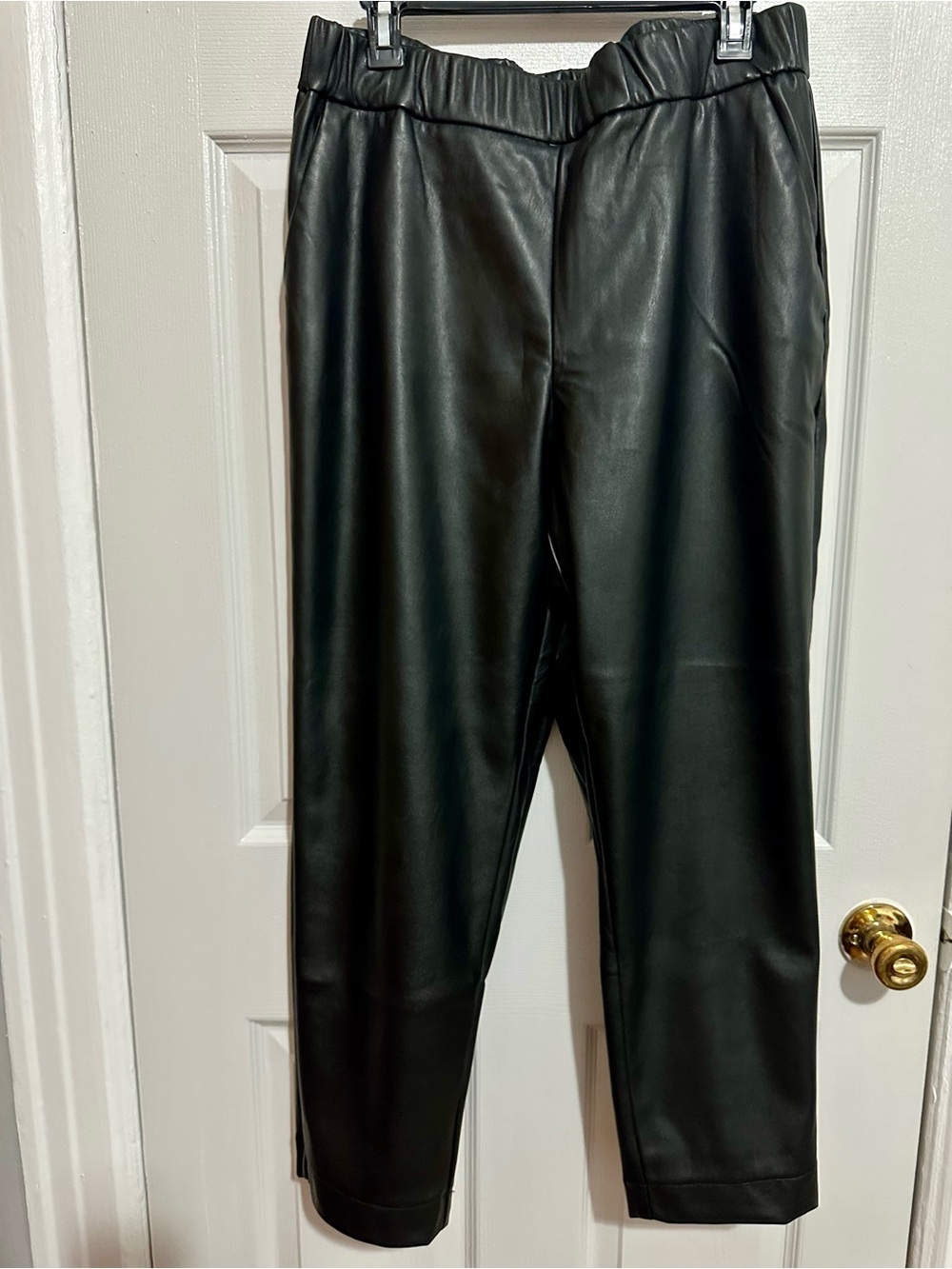 a new day Black Faux Leather Men's Tapered Pants